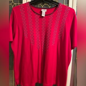 Vintage Koret City Blues 2X Red Embellished Beaded Top